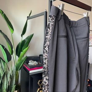 All Saints Sofia high-rise tapered pants - Black Sequin stripes - NWT
